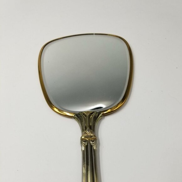 Vintage 40s Matson Vanity Dresser Hand Mirror Gold Comb Brush Regency Glam - Picture 7 of 9